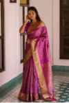 Purple banarasi soft silk saree (1)