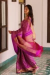 Purple banarasi soft silk saree (2)