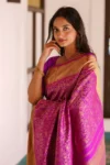 Purple banarasi soft silk saree (2)