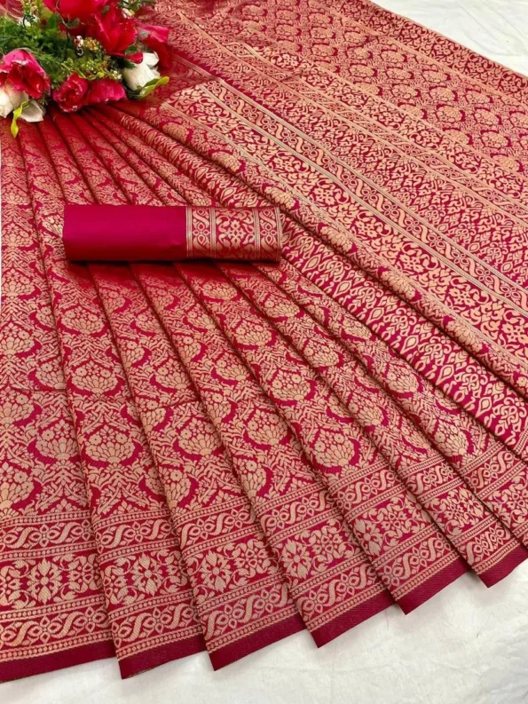 Red banarasi soft silk saree (4)