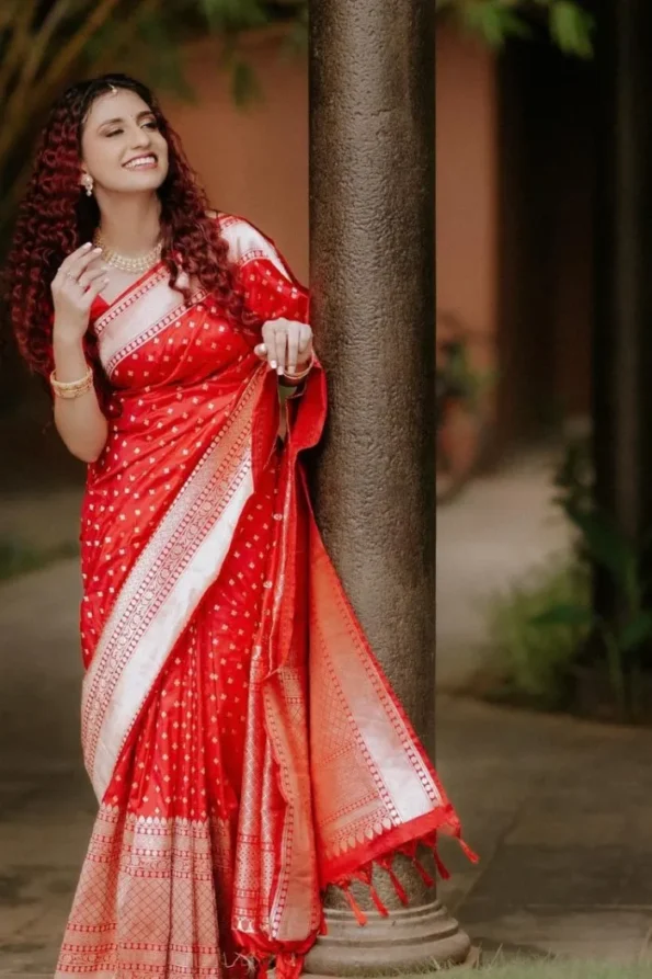 Red georgeous banarasi silk saree (1)