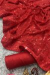 Red soft georgette sequance embroidery saree (4)