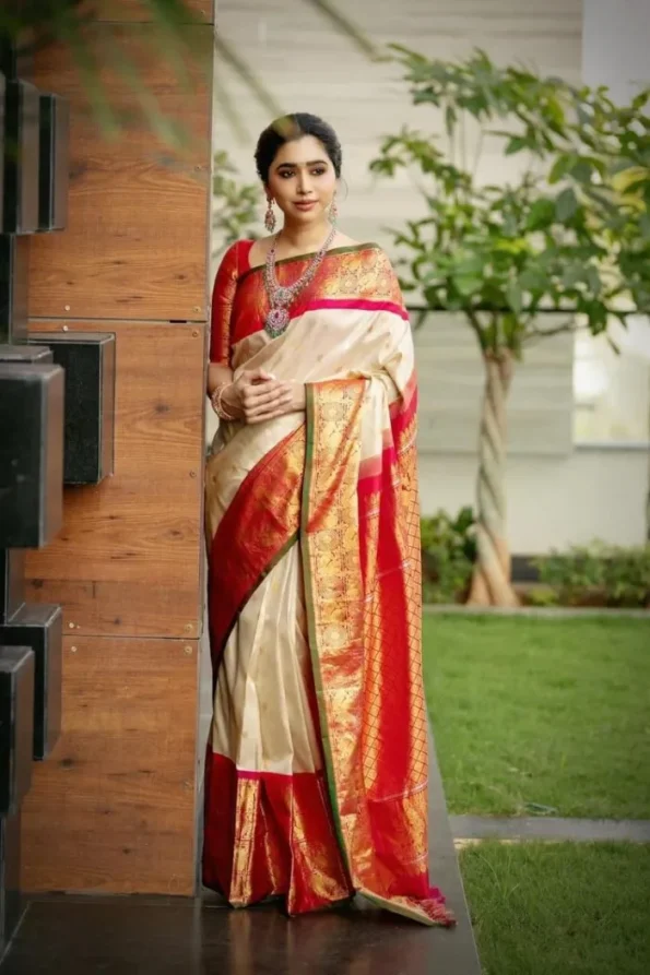 White banarasi soft silk saree (4)