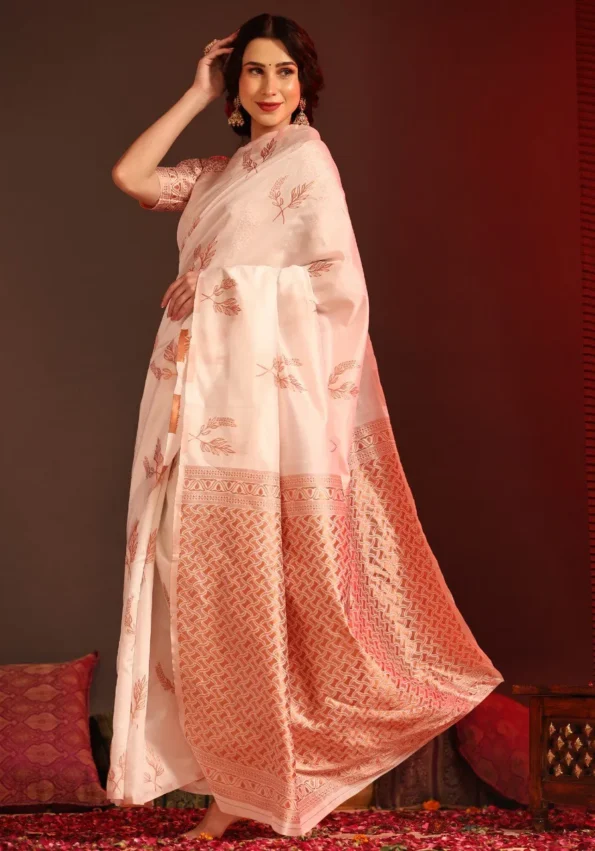 White banarasi soft silk saree (3)