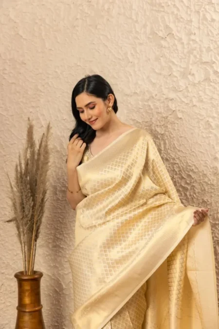 White banarasi soft silk saree (3)