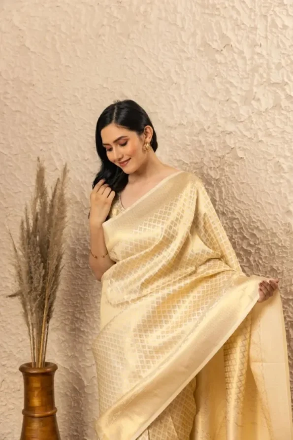 White banarasi soft silk saree (3)