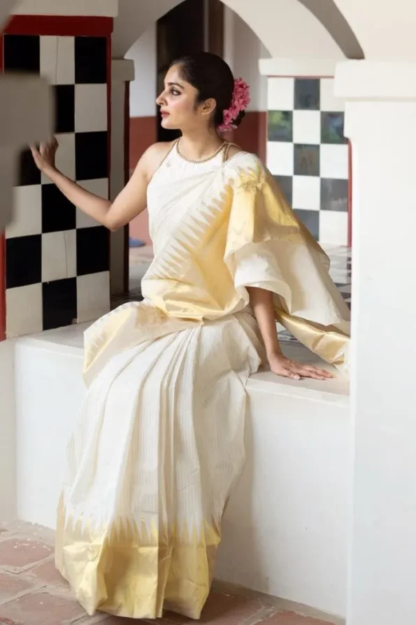 White kanjivaram silk saree (1)