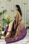 Wine banarasi soft silk saree (1)