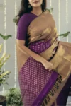 Wine banarasi soft silk saree (1)