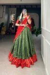 Green chex zari weaving work lehenga choli (1)