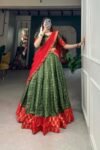 Green chex zari weaving work lehenga choli (1)