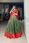 Green chex zari weaving work lehenga choli (1)