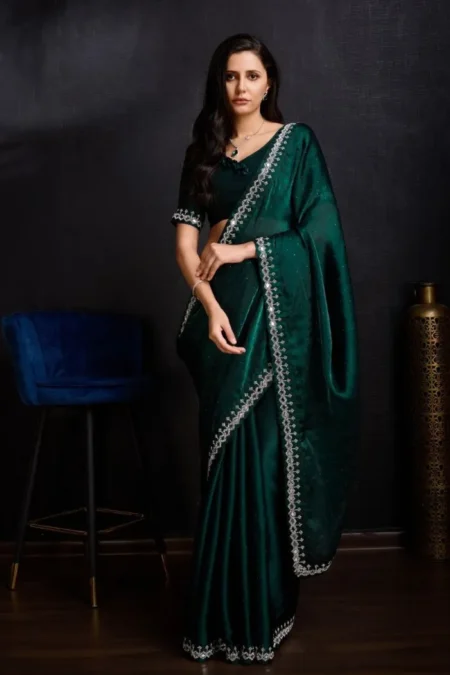 Green geemichu silk real mirror saree (5)