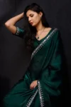 Green geemichu silk real mirror saree (5)