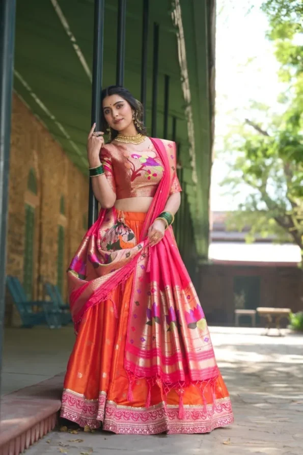 Jacquard silk paithani lehenga choli (3)