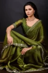 Mahendi burburry silk diamond & mirror saree (3)