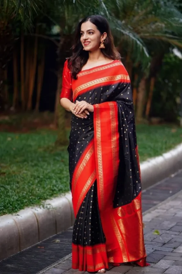 Navy blue banarasi silk saree (2)