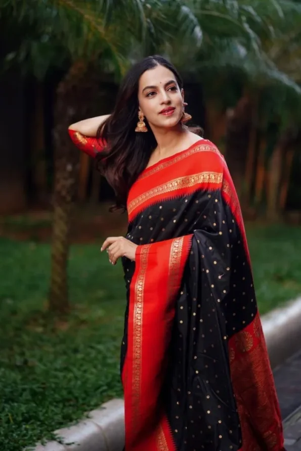 Navy blue banarasi silk saree (4)