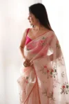 Pink khadi organza silk saree (3)