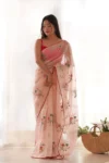 Pink khadi organza silk saree (3)