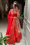 Red dola silk patola print lehenga choli (4)