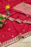 Red heavy rangoli siIk saree (1)