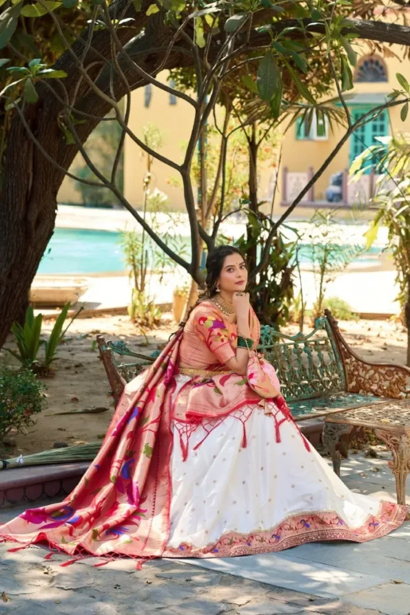 White Jacquard paithani lehenga choli (1)