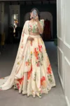 White floral print georgette lehenga (3)